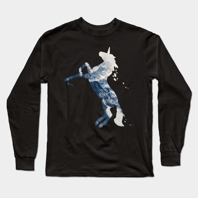 Nokk Frozen Horse Spirit Unicorn Sea Ocean Mountain Long Sleeve T-Shirt by yellowpomelo